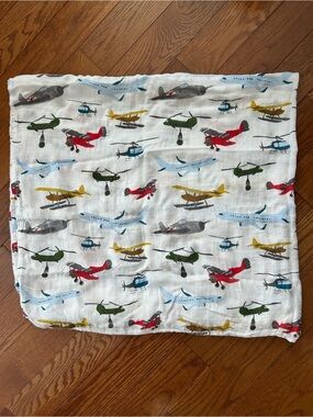 Little Unicorn Airplane Print Cotton Muslin Swaddle Blanket